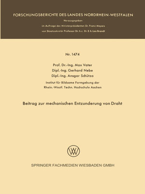 cover image of Beitrag zur mechanischen Entzunderung von Draht